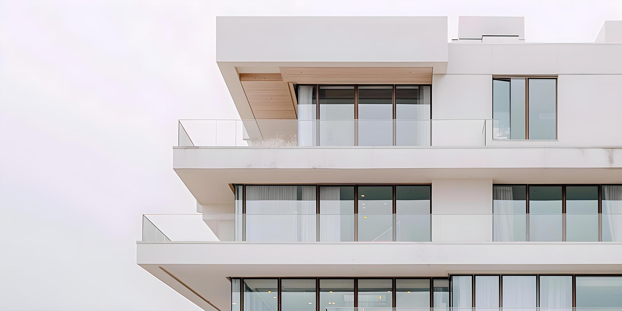 Fațadă modernă de apartament cu terasă